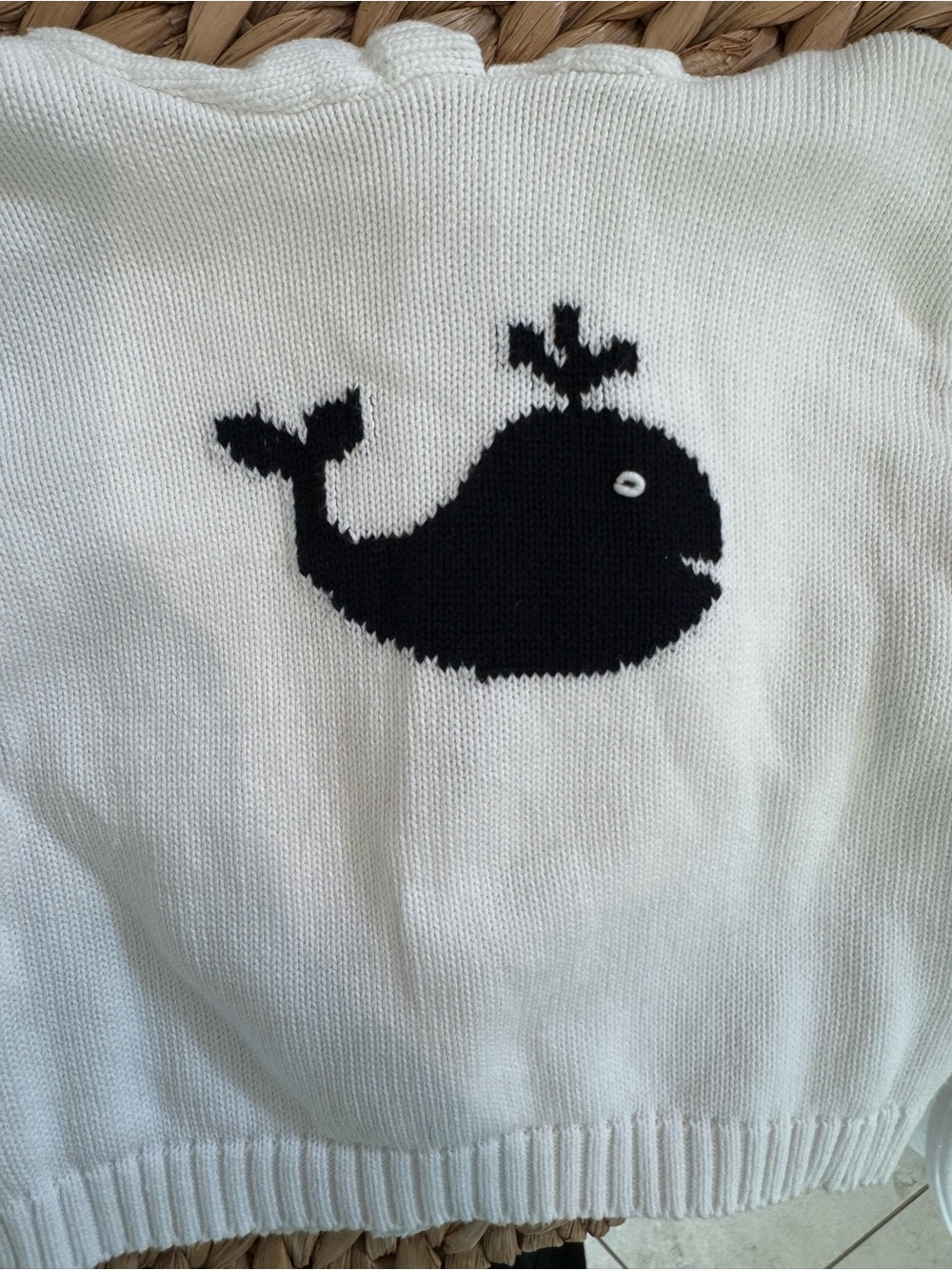 Crewneck Sweater with Black Whale